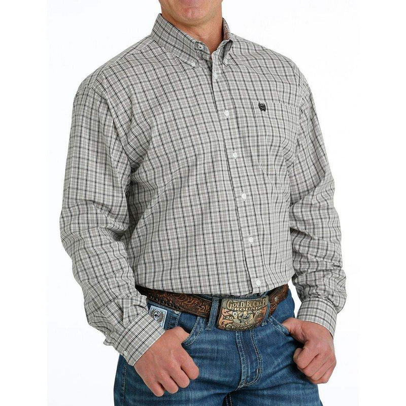 Cinch Men's White Plaid Button Down Shirt
