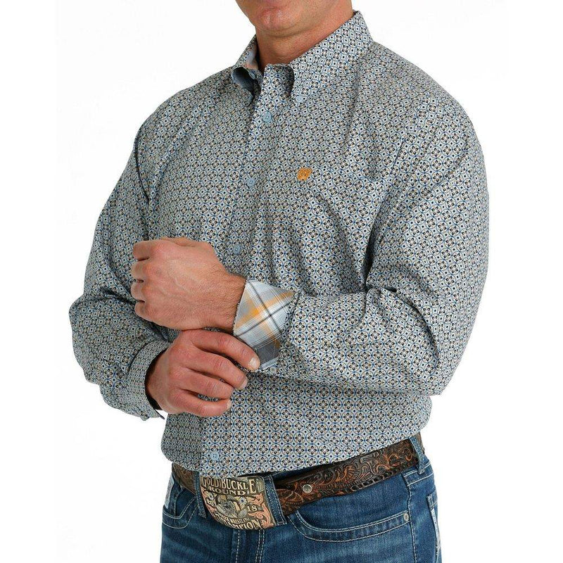 Cinch Men's Blue Print Button Down Shirt