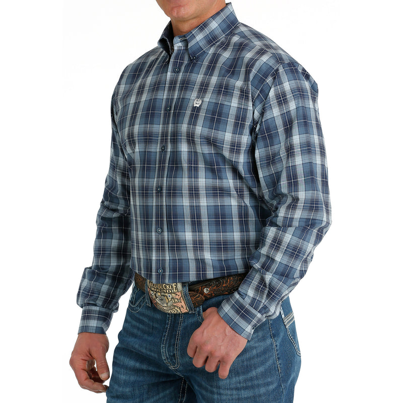 Cinch Men's Blue Plaid Button Down Shirt