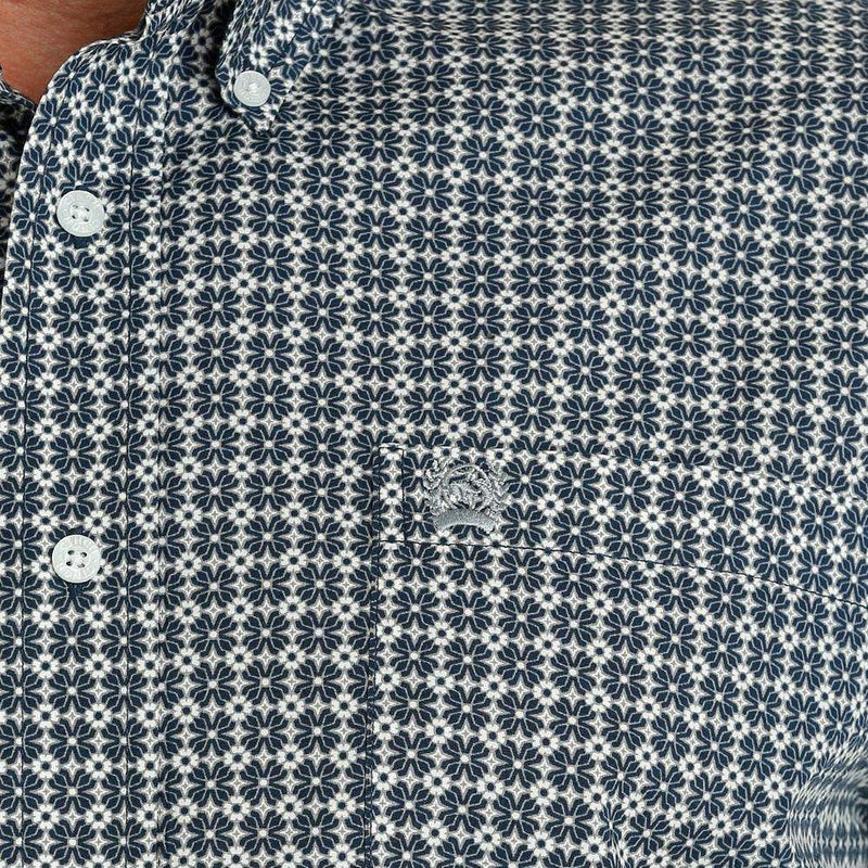 Cinch Men's Navy Geometric Print Button Down