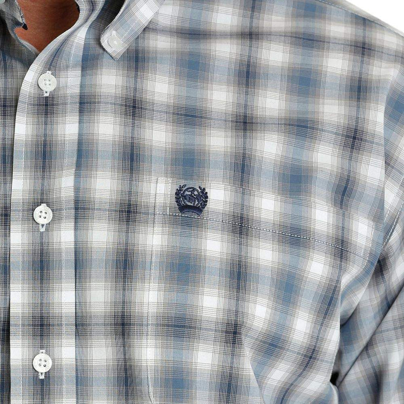 Cinch Men's Gray Plaid Button Down Shirt