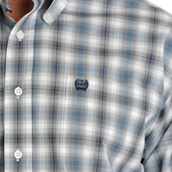Cinch Men's Gray Plaid Button Down Shirt