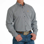Cinch Men's Navy Stretch Geometric Print Button Down Shirt