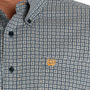 Cinch Men's Navy Stretch Geometric Print Button Down Shirt
