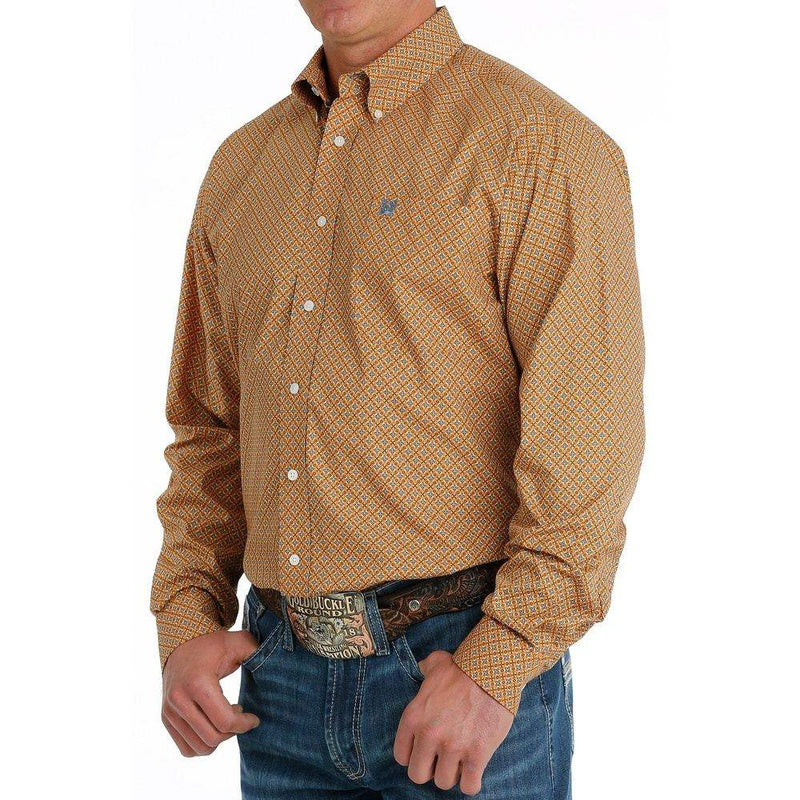 Cinch Men's Orange Print Button Down Shirt