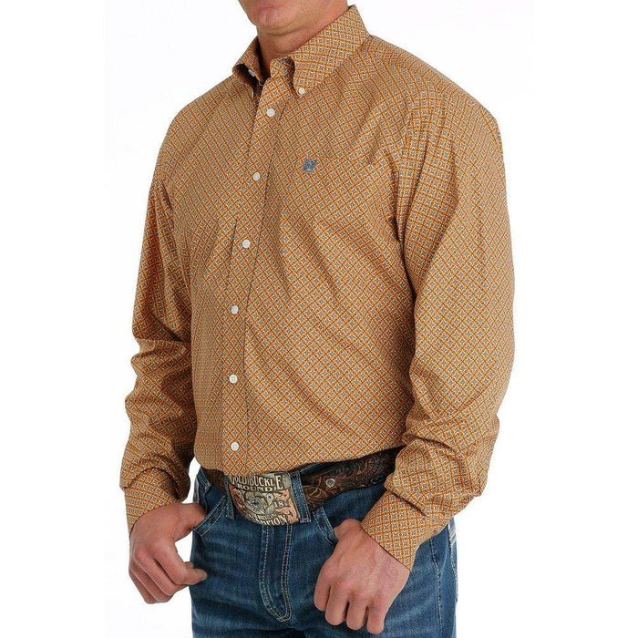 Cinch Men's Orange Print Button Down Shirt
