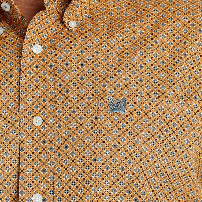 Cinch Men's Orange Print Button Down Shirt