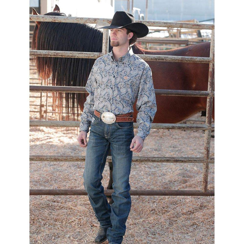 Cinch Men's Blue Paisley Button Down Shirt