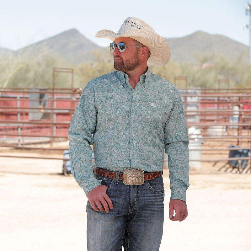 Cinch Men's Classic Fit Turquoise Button Down