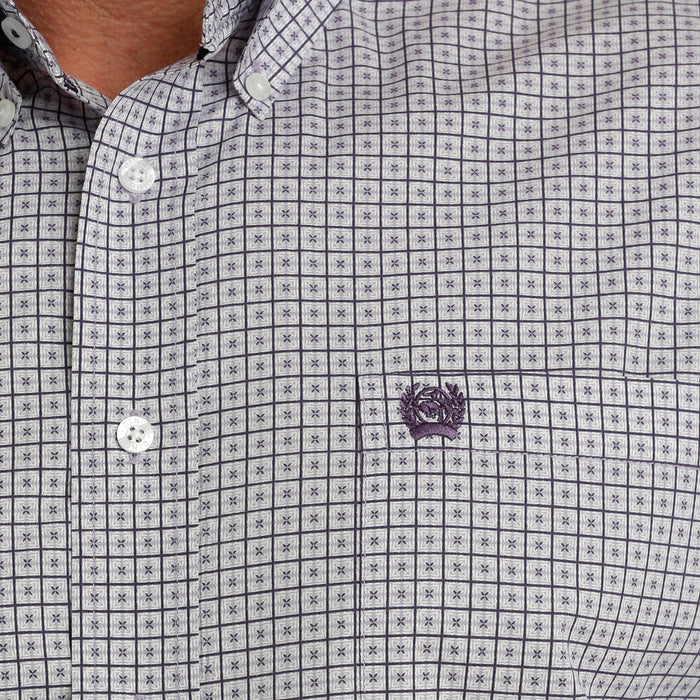 Cinch Men's Classic Fit Purple Print Button Down