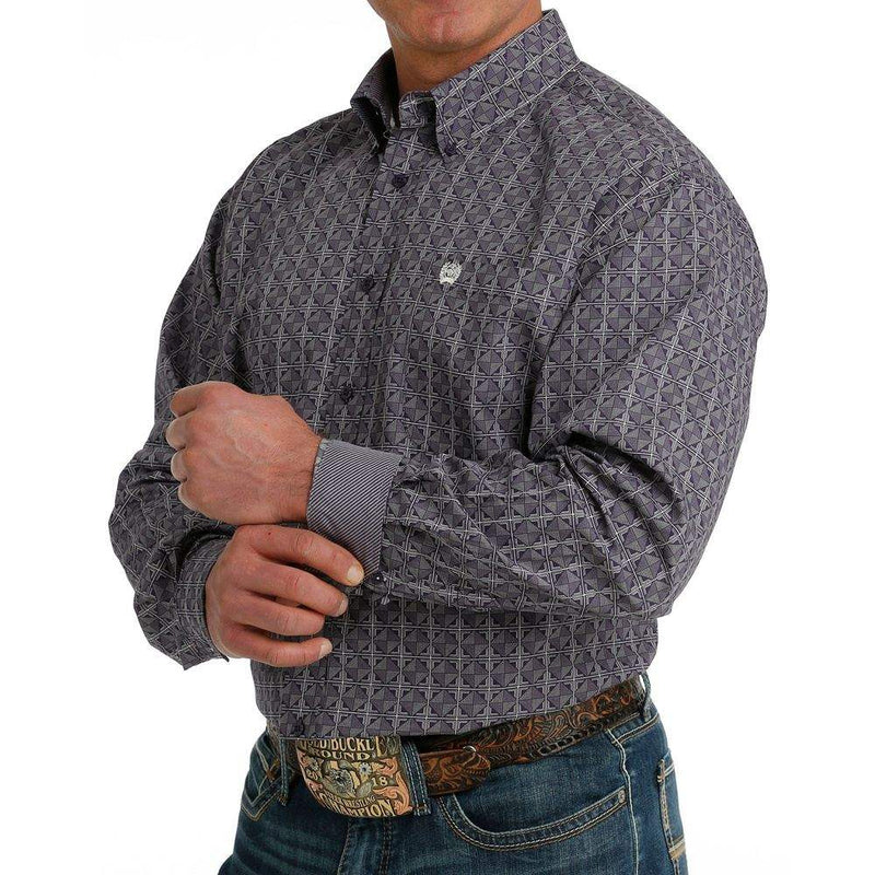 Cinch Men's Classic Fit Purple Print Button Down