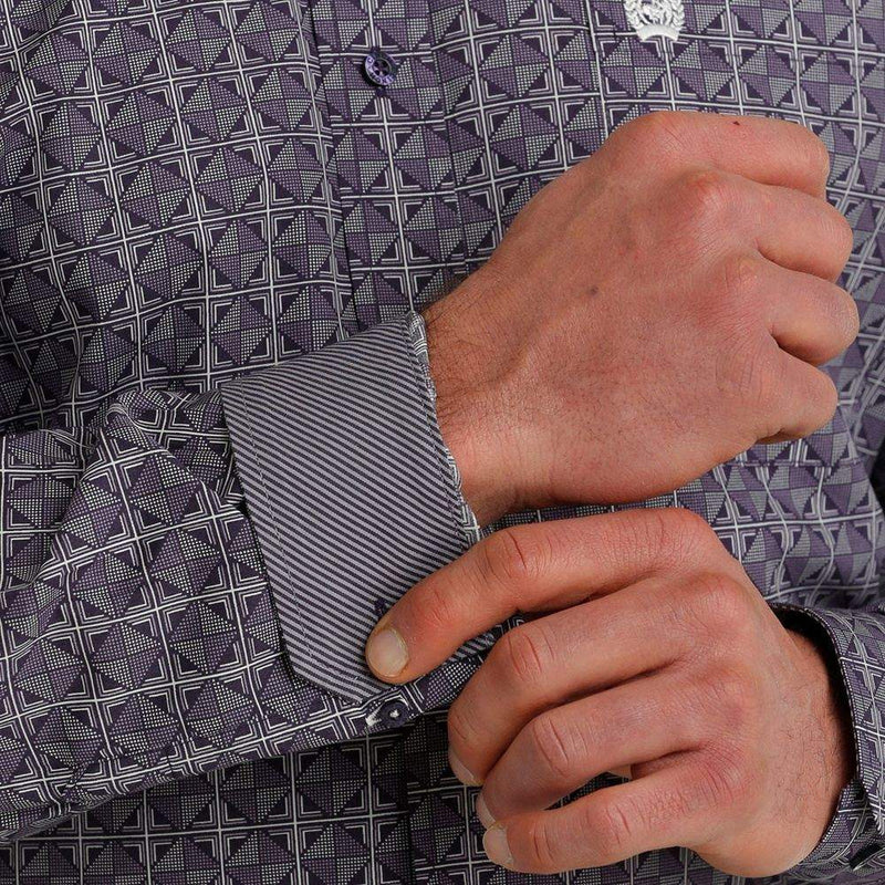 Cinch Men's Classic Fit Purple Print Button Down