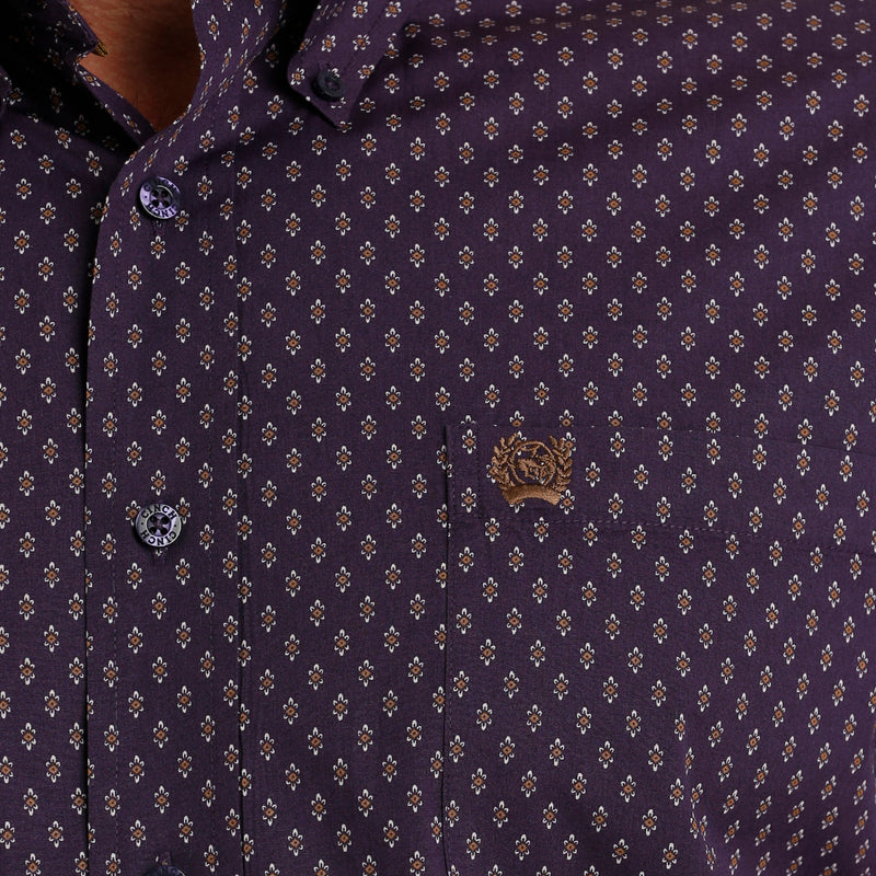 Cinch Men's Classic Fit Purple Print Button Down