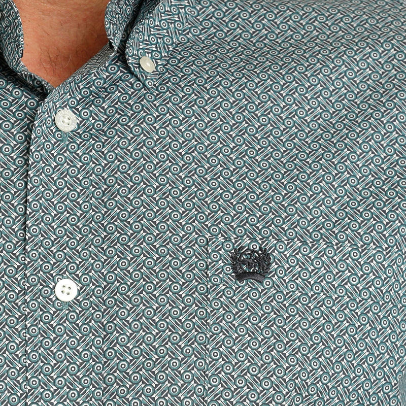 Cinch Men's Green Printed Long Sleeve Button Down