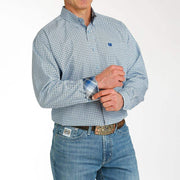 Cinch Men's Light Blue Printed Long Sleeve Button Down