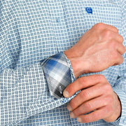 Cinch Men's Light Blue Printed Long Sleeve Button Down