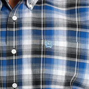 Cinch Men's Light Blue Plaid Long Sleeve Button Down