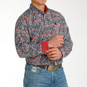 Cinch Men's Blue Paisley Long Sleeve Button Down