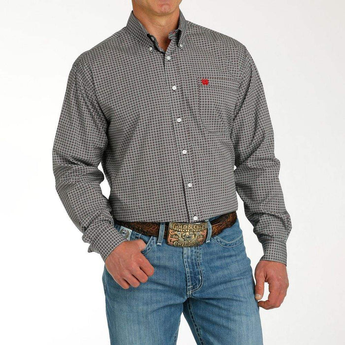 Cinch Men's Black Printed Long Sleeve Button Down