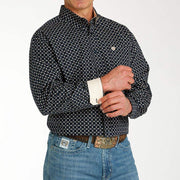Cinch Men's Navy Printed Long Sleeve Button Down