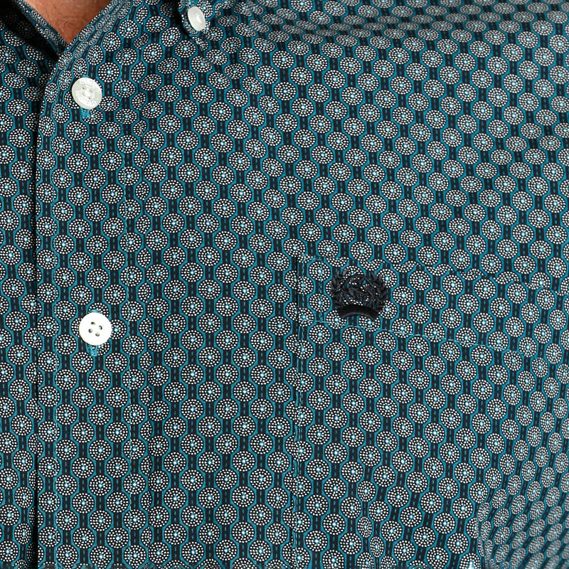 Cinch Men's Teal Printed Long Sleeve Button Down