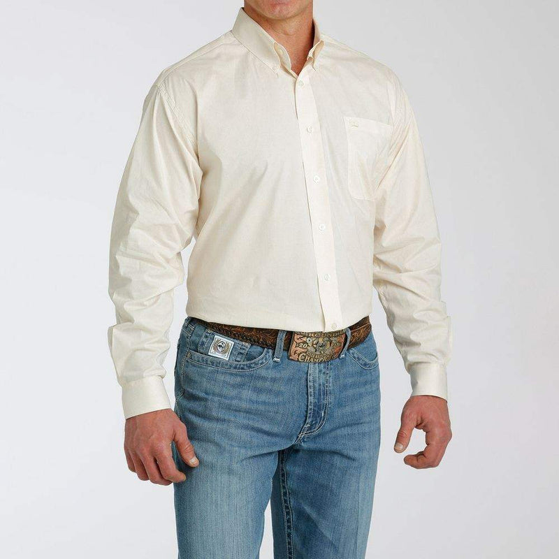 Cinch Men's Cream Printed Stretch Button Down