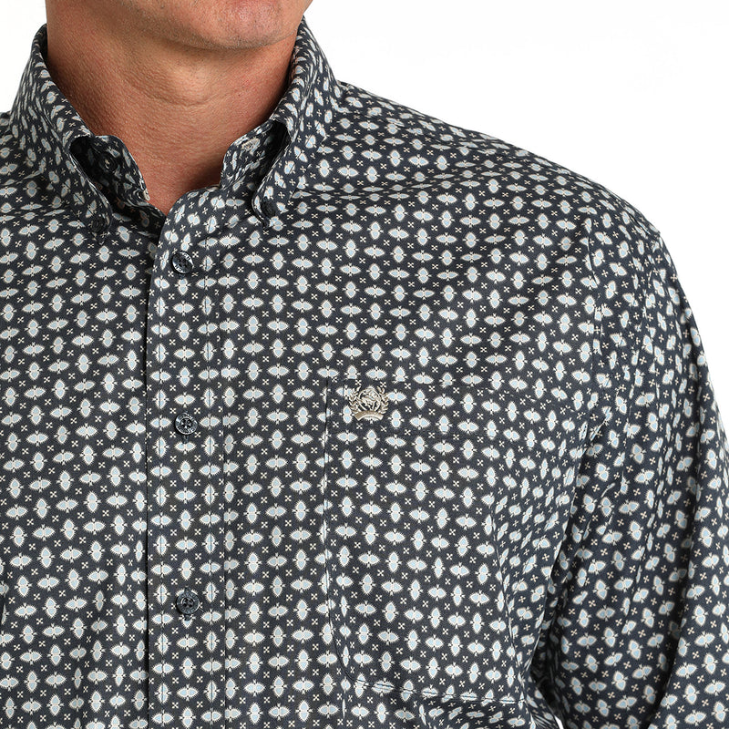 Cinch Men's Blue Print Button Down Shirt