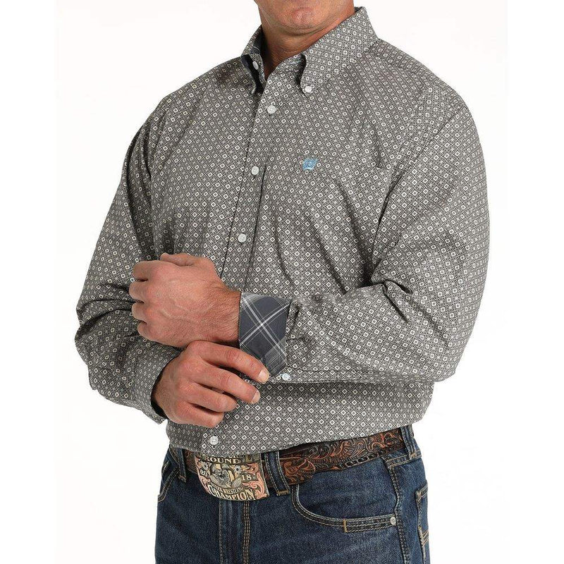 Cinch Men's Blue Print Button Down Shirt