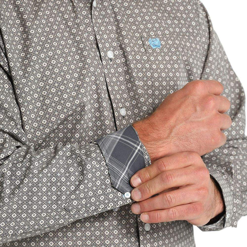 Cinch Men's Blue Print Button Down Shirt