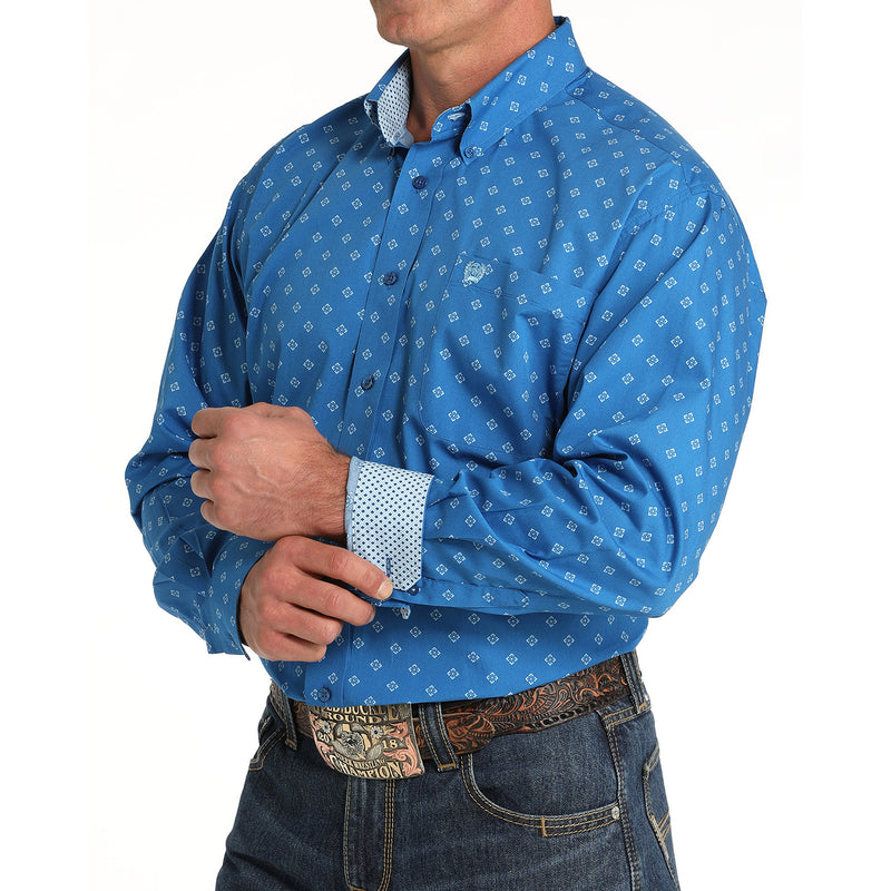 Cinch Men's Blue Print Button Down Shirt