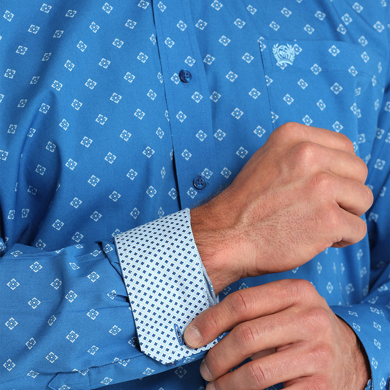 Cinch Men's Blue Print Button Down Shirt