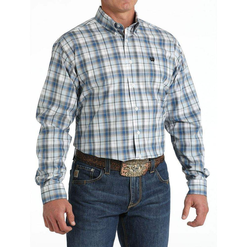 Cinch Men's Blue Plaid Button Down Shirt