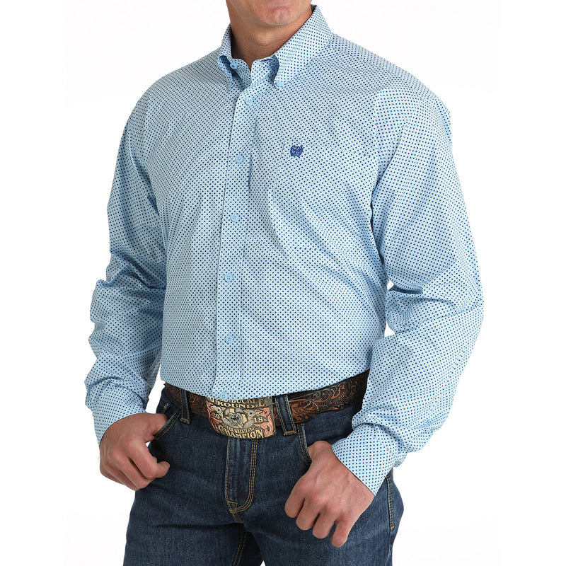 Cinch Men's Blue Print Button Down Shirt