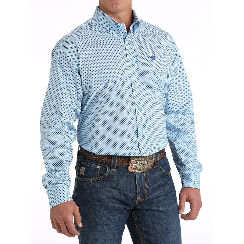 Cinch Men's Blue Print Button Down Shirt