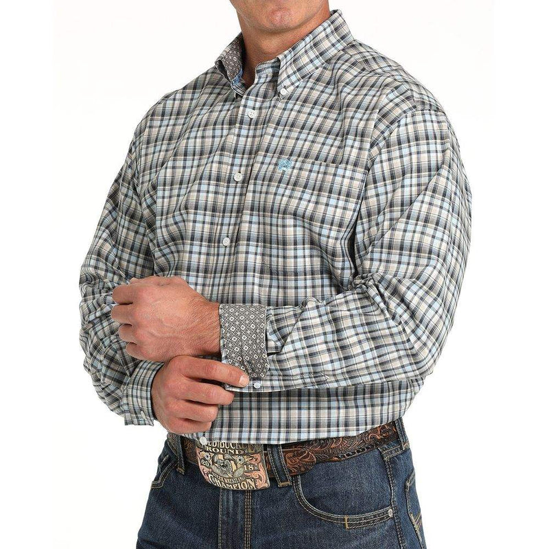 Cinch Men's Blue Plaid Button Down Shirt