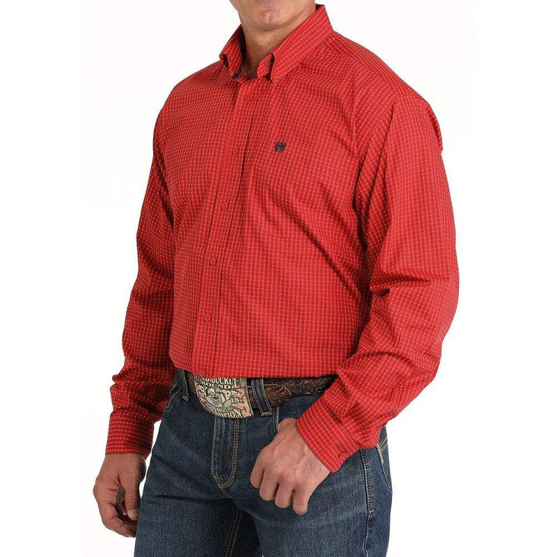 Cinch Men's Red Dollar Sign Print Button Down Shirt