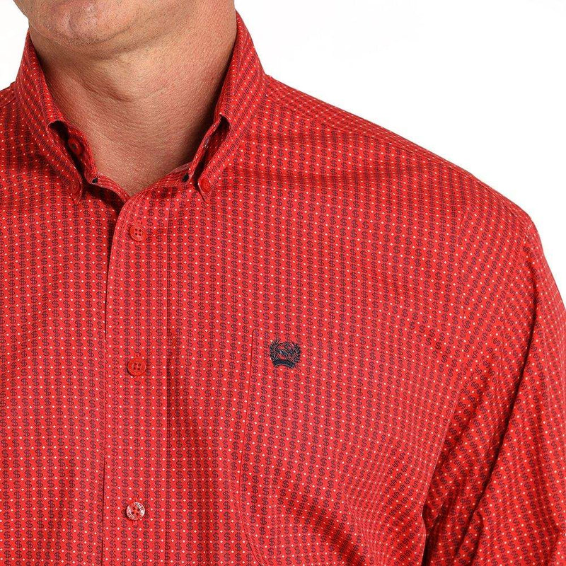 Cinch Men's Red Dollar Sign Print Button Down Shirt