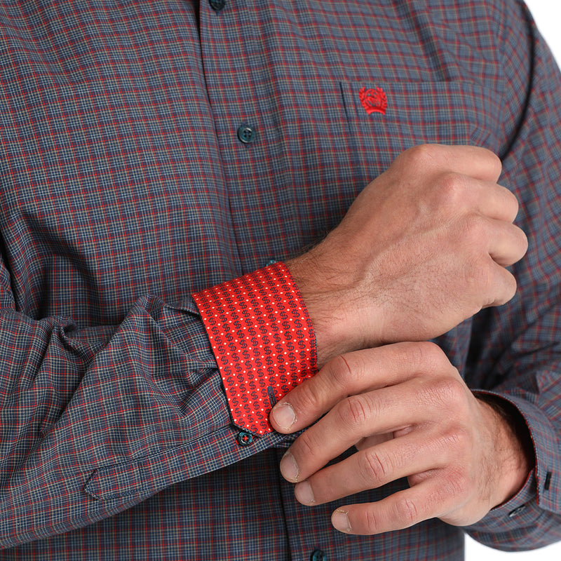 Cinch Men's Navy Check Button Down Shirt