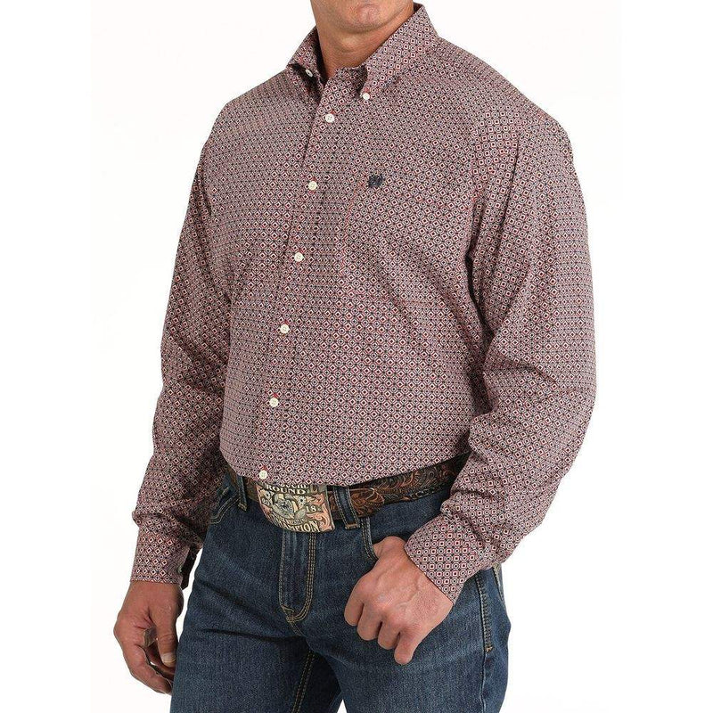 Cinch Men's Red Dollar Sign Print Button Down Shirt