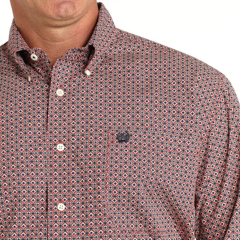 Cinch Men's Red Dollar Sign Print Button Down Shirt