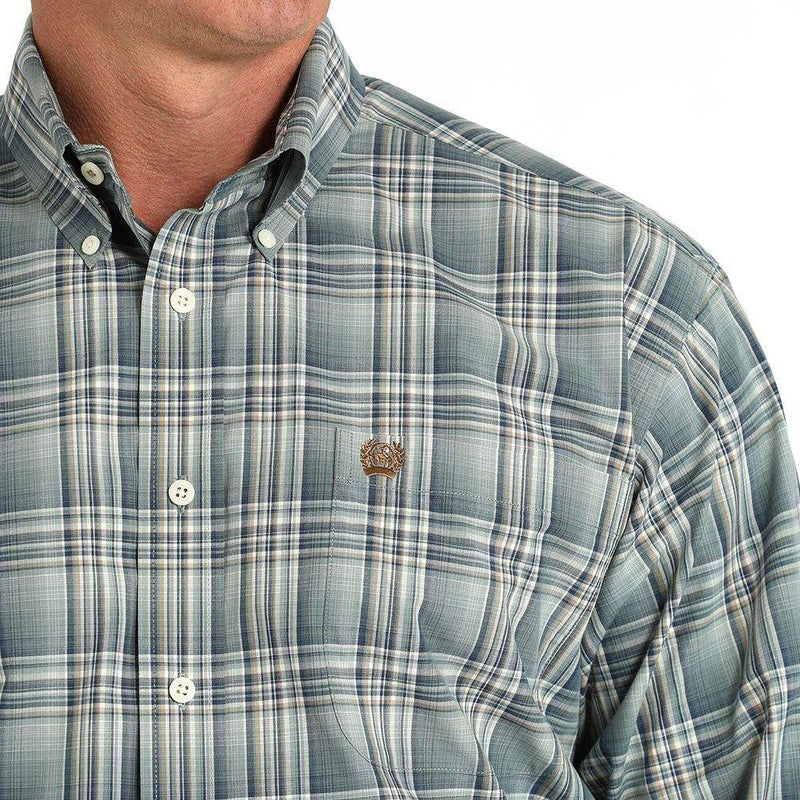Cinch Men's Green Plaid Button Down Shirt