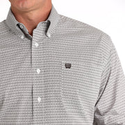 Cinch Men's White Print Button Down Shirt