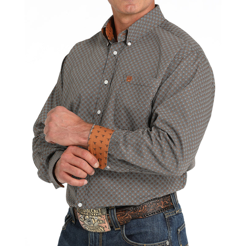 Cinch Men's Brown Print Button Down Shirt