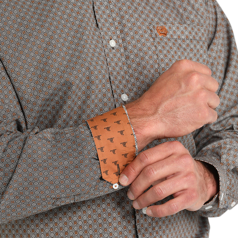 Cinch Men's Brown Print Button Down Shirt