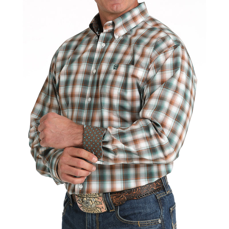 Cinch Men's White Plaid Button Down Shirt