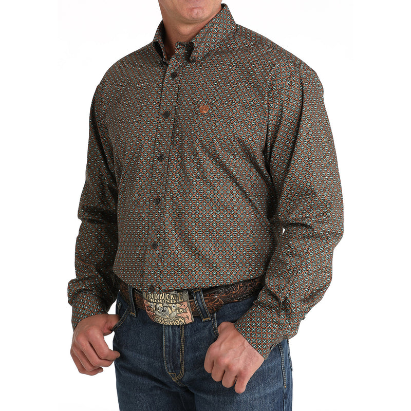 Cinch Men's Brown Print Button Down Shirt