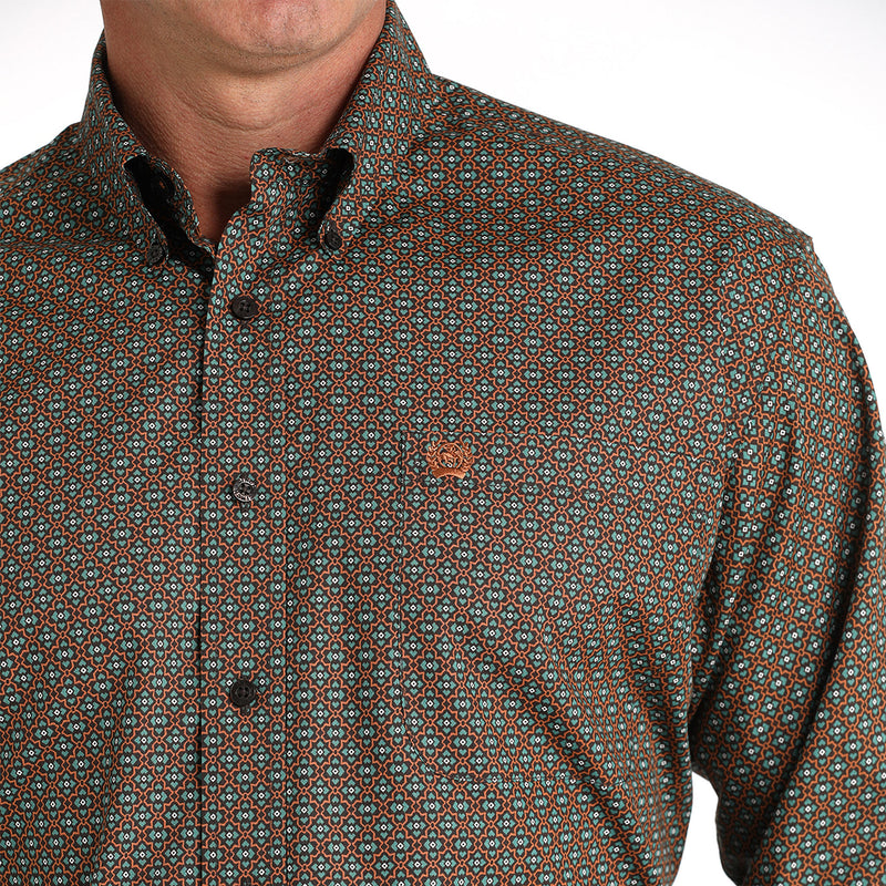 Cinch Men's Brown Print Button Down Shirt