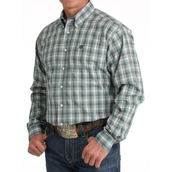 Cinch Men's Green Plaid Button Down Shirt