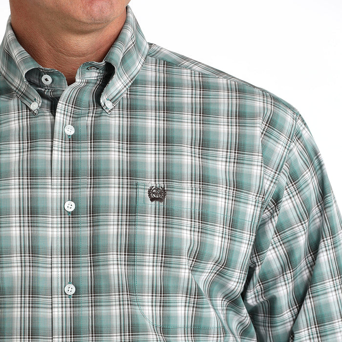 Cinch Men's Green Plaid Button Down Shirt