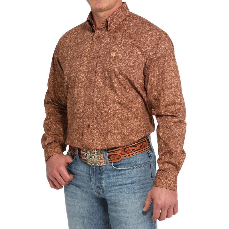 Cinch Men's Brown Print Button Down Shirt